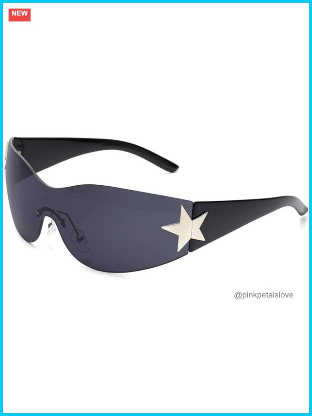 Rimless Wrap Around Sunglasses UV Protection Oversized Frameless Trendy Y2K